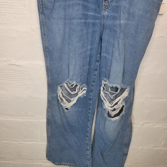 H & M Women's Large Jean Denim Overalls Coveralls Distressed - Picture 6 of 8